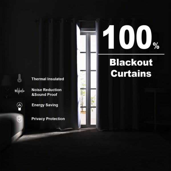 Luxury Blackout Curtains: Thermal Insulated Grey Panels for 9-Foot Doors - Image 5