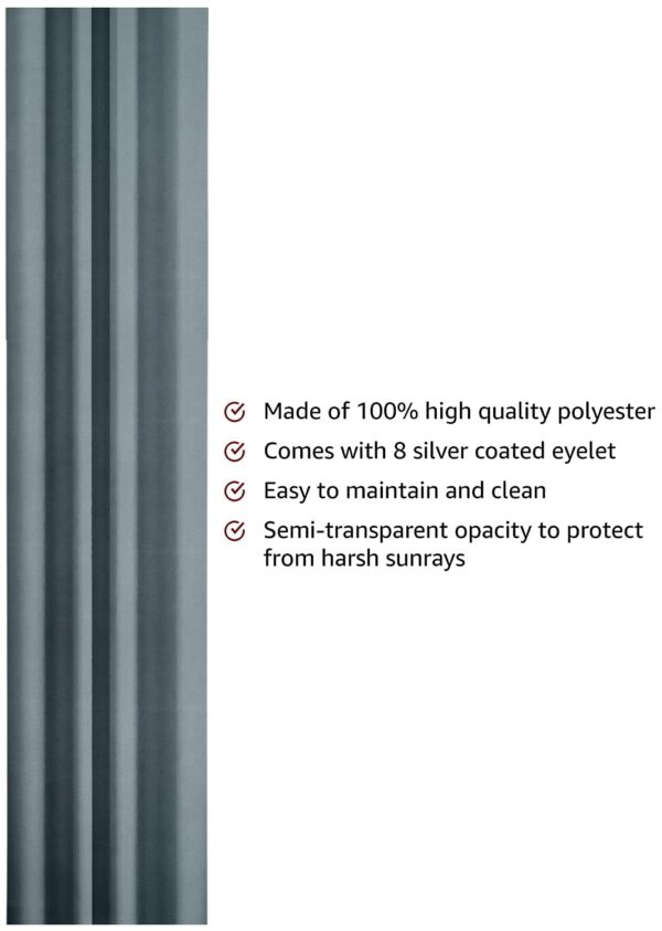 Solimo Grey Polyester Blackout Curtains - 5 Feet, Pack of 2 - Image 2