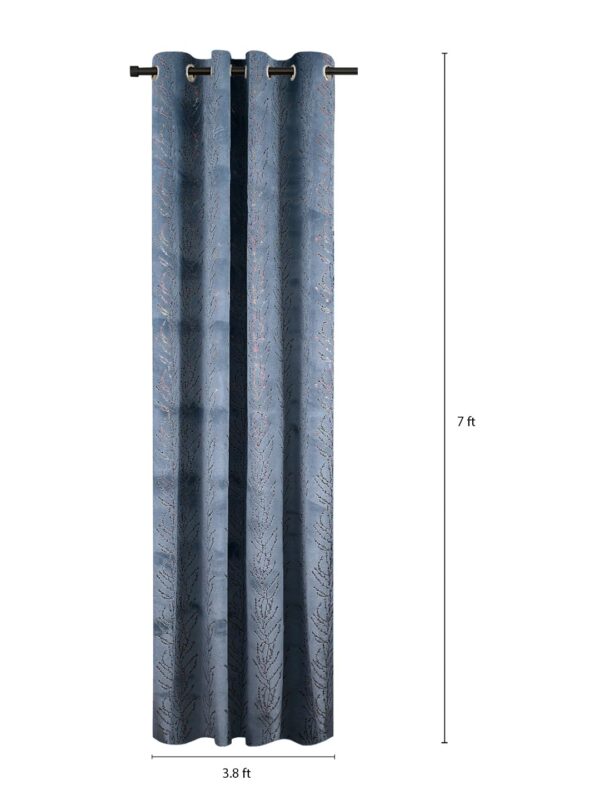 Elegant Solimo Grey Velvet Foil Door Curtains - Pack of 2, 7 Feet - Image 3