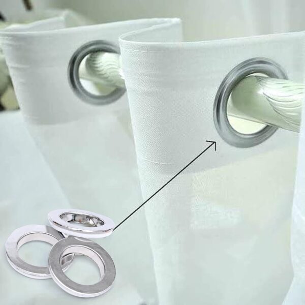 Xukuhoo Silver Grommet Curtain Eyelet Rings - Durable and Stylish (Pack of 12) - Image 3