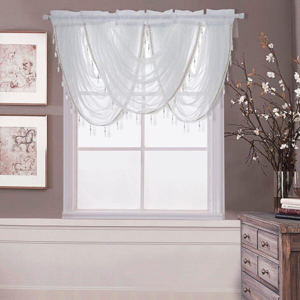 Glitter Tassel Window Valance: Stylish Sheer Curtain Tiers for Any Room - Image 2