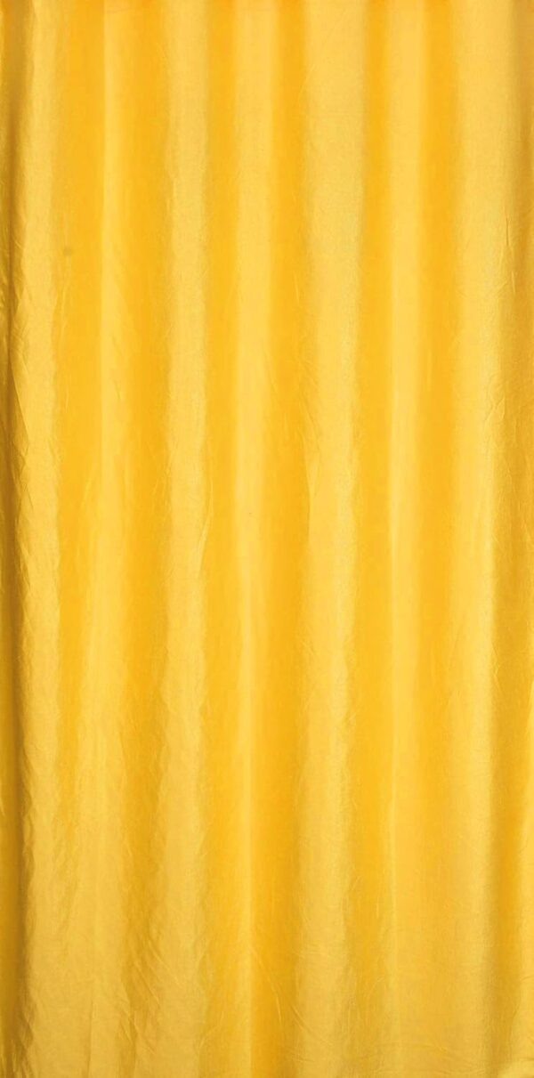 Modern Solid Crush Long Door Curtains Set of 3 in Yellow and Cream - Image 2