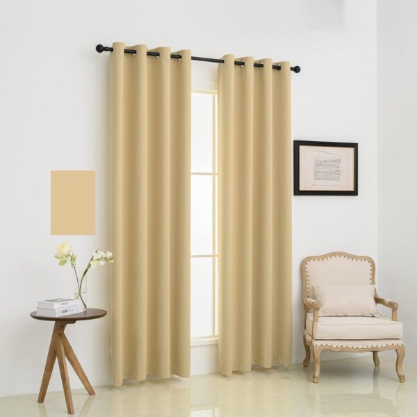 Thermal Insulated Blackout Curtains for Living Room and Bedroom - Beige - Image 2