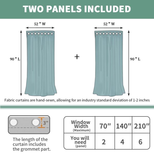 QUEMAS 90 Inch Blackout Curtains: Soundproof Thermal Insulated Drapes for Living Room - Image 7