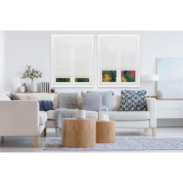 Easy Lift Cordless Pleated Shades: Light Filtering Fabric in White, 48"x64" - Image 3