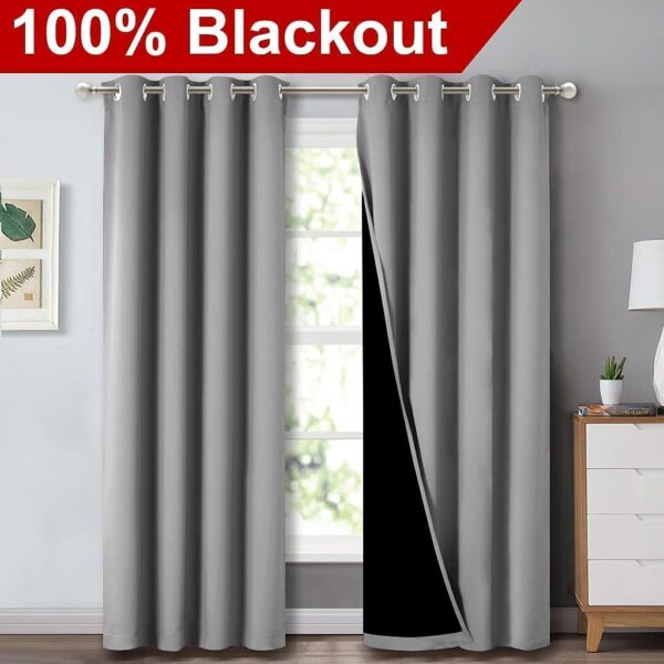 Premium Full Blackout Curtains for Total Darkness and Soundproofing in Bedrooms - Image 2