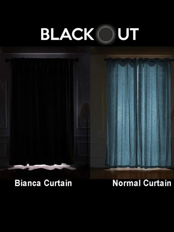 Sleek Bianca Satin Blackout Curtains for Soundproofing and Light Control - Image 6