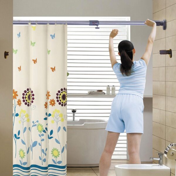 Adjustable Shower Curtain Rod for Bathroom, Kitchen, and Wardrobe Use - Image 3