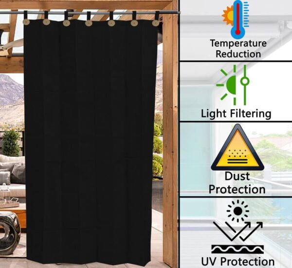 Black Outdoor Curtains with UV Protection for Balcony and Window Temperature Control - Image 6