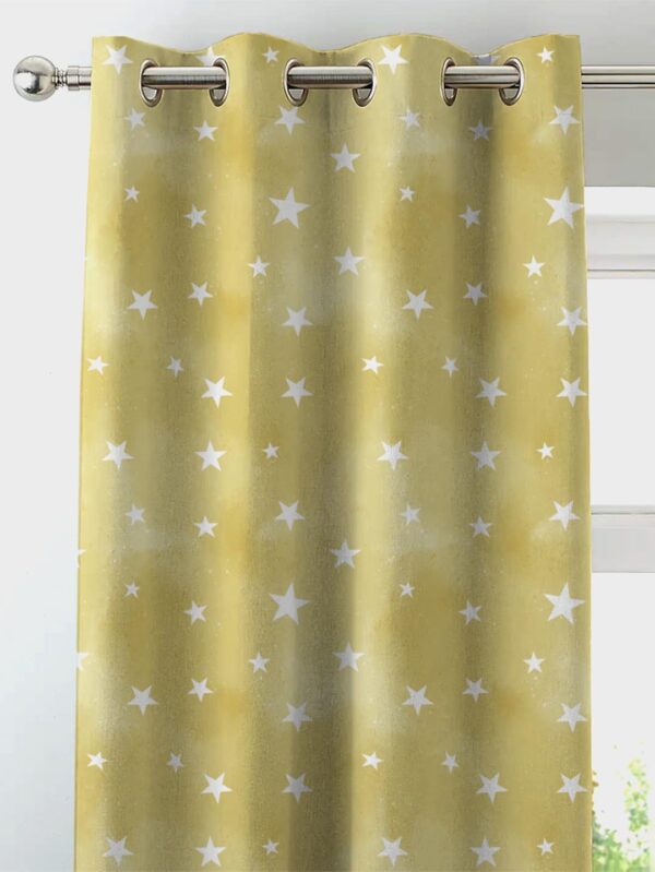 Starry Dreams Kids Blackout Curtains in Lemon Yellow - Light Blocking Set - Image 3