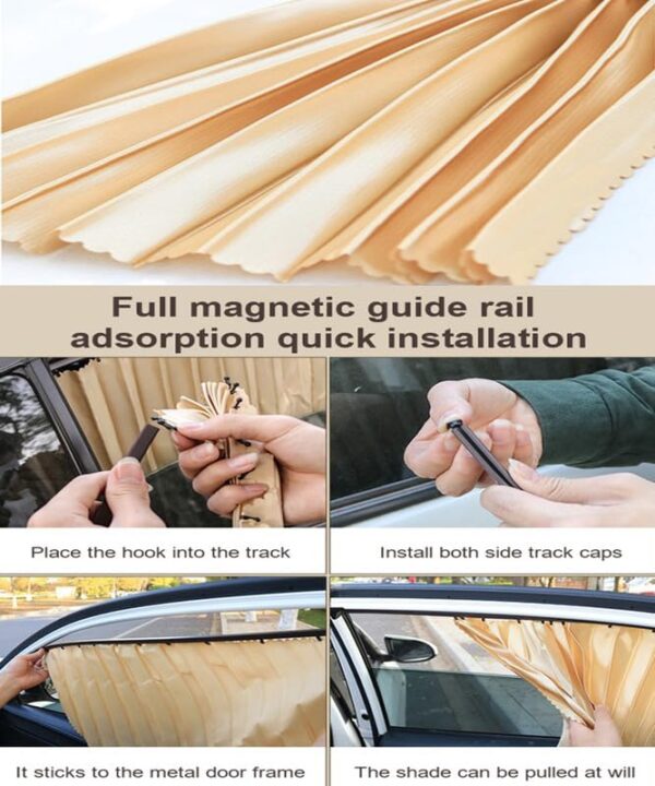 Beige Magnetic Car Side Window Sunshade for Ultimate UV Protection - Image 5