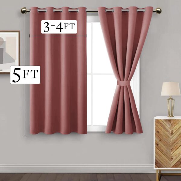 Elegant Dusty Rose Blackout Curtains - Room Darkening Thermal Insulation Set of 2 - Image 2