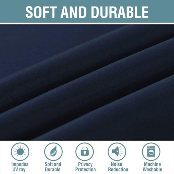 Navy Blue Blackout Curtains: 85% Room Darkening Insulated Thermal Panels Set - Image 6