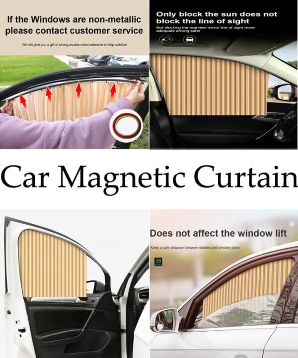 Beige Magnetic Car Side Window Sunshade for Ultimate UV Protection - Image 2