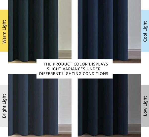 Navy Blue Blackout Curtains: 85% Room Darkening Insulated Thermal Panels Set - Image 3