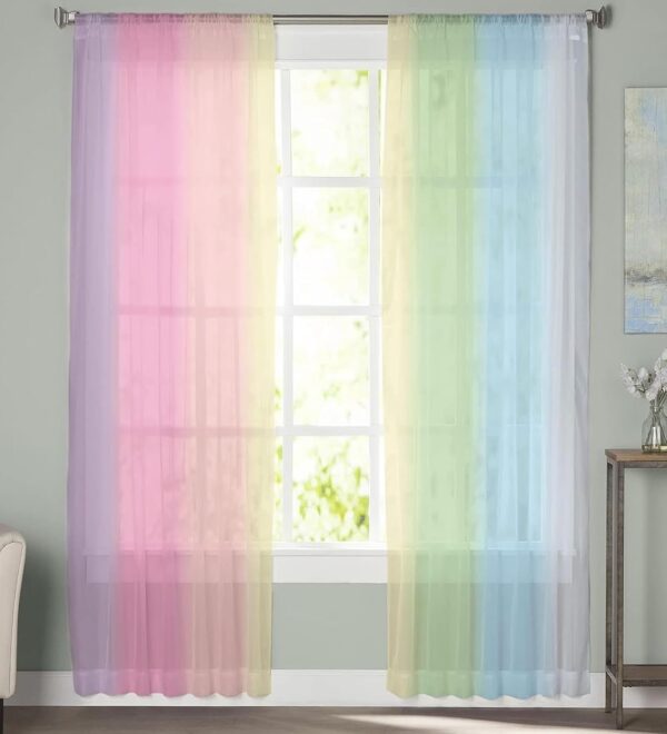 Rainbow Stripes Lilan Curtains for a Colorful Modern Living Room Decor - Image 2