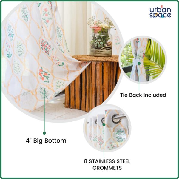 Urban Space Floral Symphony Sheer Linen Curtains for Light Filtering Elegance - Image 4