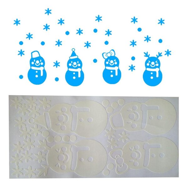 Glow in the Dark Blue Snowman Wallpaper Sticker for Merry Christmas Decor - Image 3