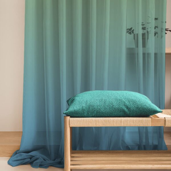 Elegant Ombre Sheer Curtains - Set of 2 Light Green Sky Blue Drapes - Image 3