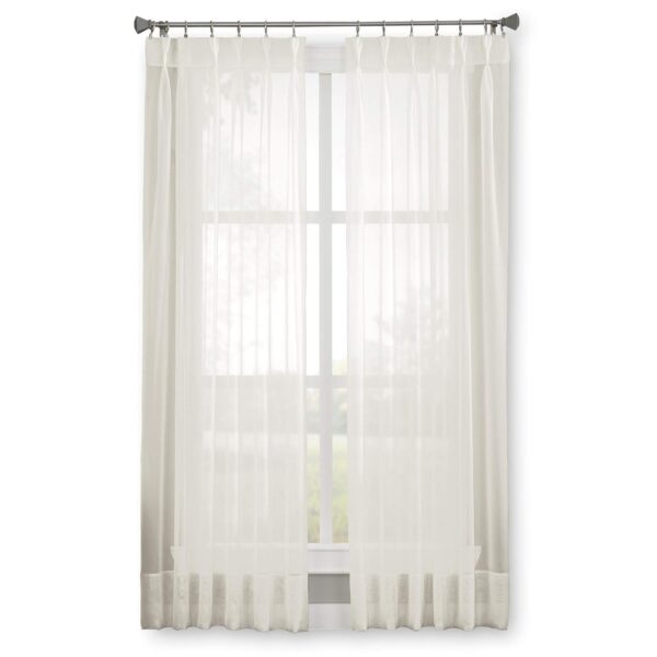 Elegant Oyster Voile Sheer Pinch Pleat Curtain Panel for Stylish Decor - Image 2