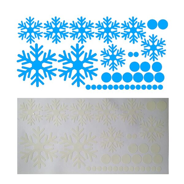 Merry Christmas Snowman Wallpaper Sticker - Glow in Dark Blue Snowflakes - Image 3