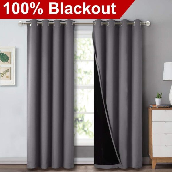 BFAM Premium Blackout Curtains: 100% Darkening and Noise Reduction for Bedrooms - Image 2