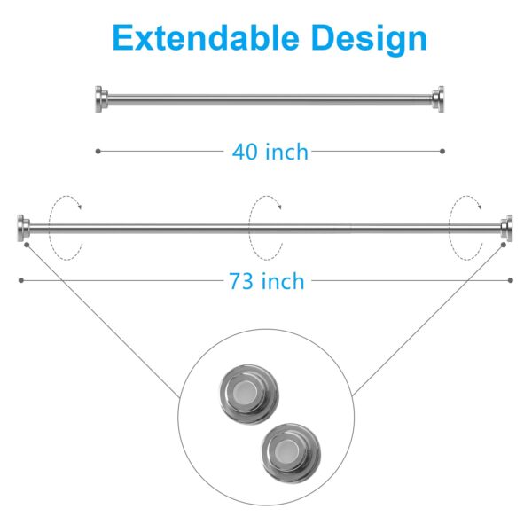 Adjustable TEECK Shower Curtain Rod: Rust-Free, No Drill, Easy to Use - Image 6