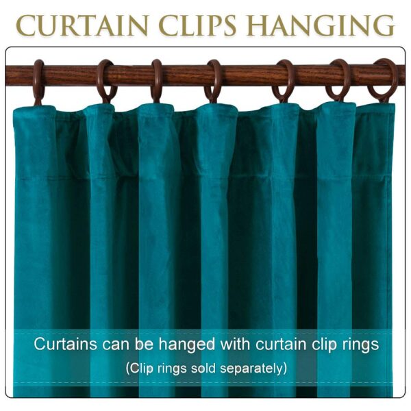 Extra Long Velvet Blackout Drapes for Bedroom and Large Windows in Teal - Image 3