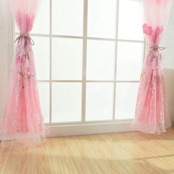 Floral Sheer Window Curtain Set for Bedroom and Living Room Decor - Image 4