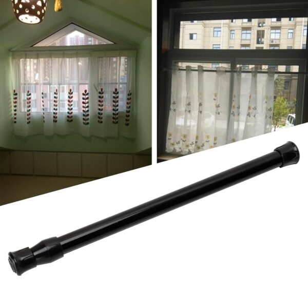 Adjustable Non-Slip Black Curtain Rod and Multi-Use Storage Solutions - Image 6