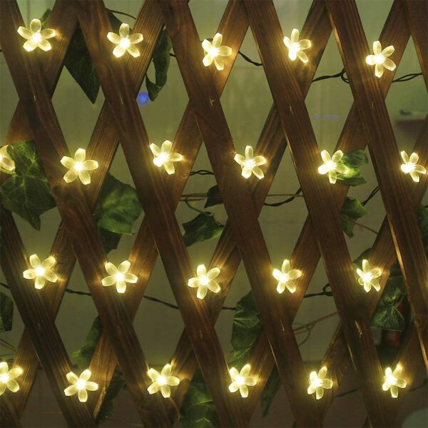 Warm White 16 Flower LED Curtain Lights for Diwali, Christmas, and Weddings - Image 3