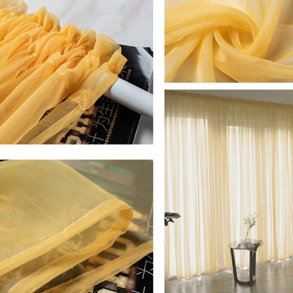 Elegant Golden Yellow Sheer Voile Curtains for Stylish Bedroom and Living Room Decor - Image 5