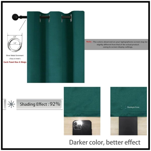 Rama Green Blackout Curtains Set of 2 - 75% Light Blocking Drapes - Image 4