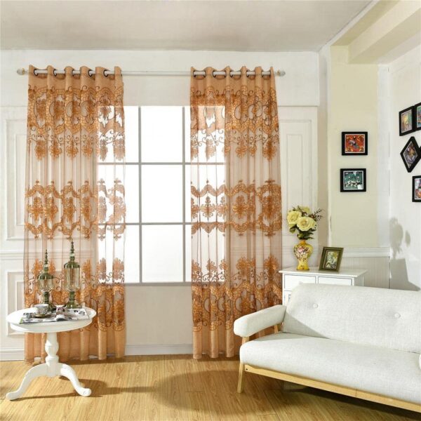 Elegant Coffee Voile Window Curtain Drape for Stylish Home Decor - Image 5