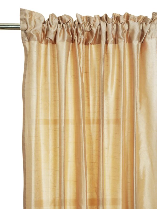 Premium Sheer Dupion Silk Window Curtains in Beige - Set of 2 - Image 2