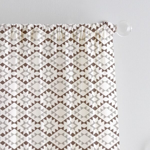 Stylish Lushomes Black Grey Geometric Semi Sheer Window Curtains Set of 2 - Image 2
