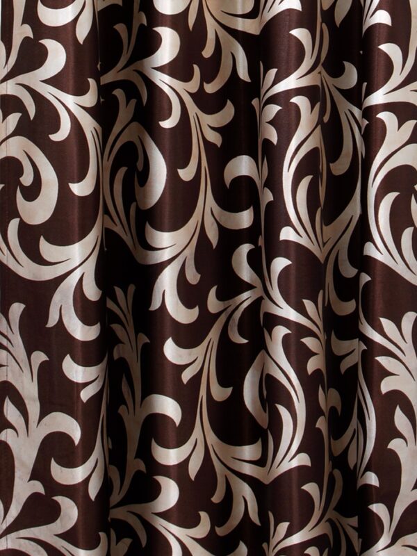 Home Sizzler 2 Piece Brown Eyelet Polyester Door Curtain Set - 7ft - Image 2