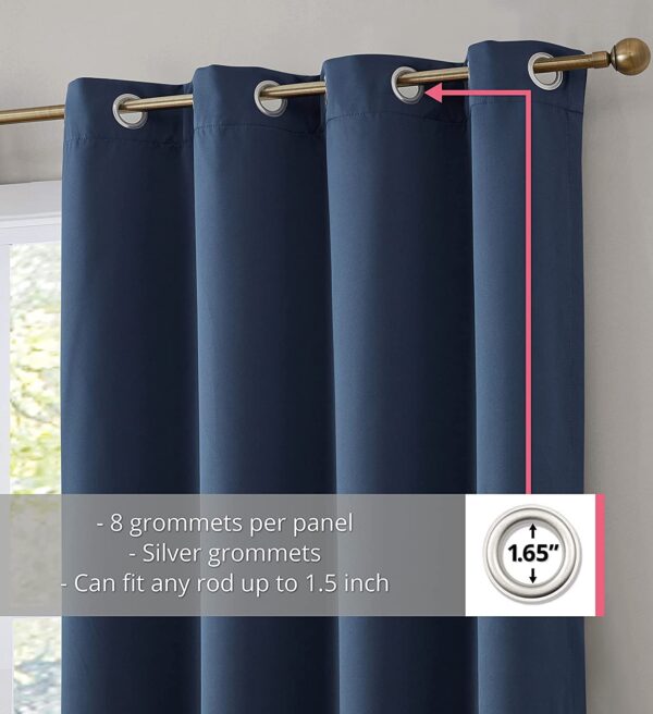 Thermal Insulated Blackout Curtains for Bedroom - Noise Reducing, Navy Blue - Image 2