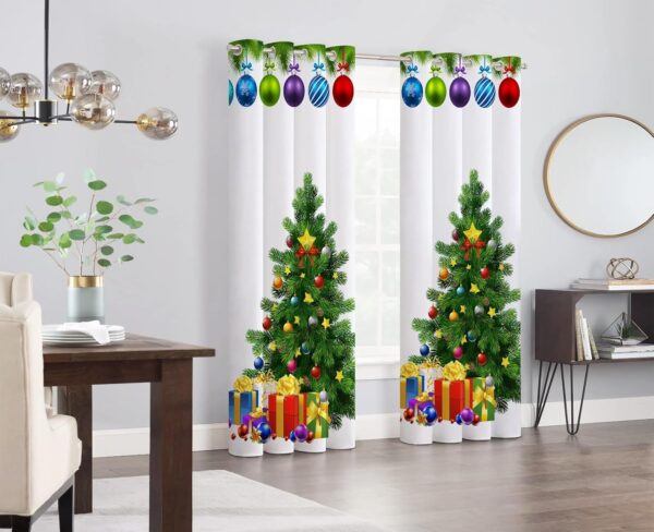 Multicolor Long Crush Window Curtains for Festive Christmas Decor in Any Room - Image 2