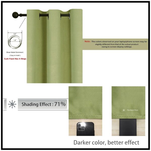 Room Darkening Blackout Curtains - Thermal Insulated, Noise Reducing, Set of 2 - Image 4