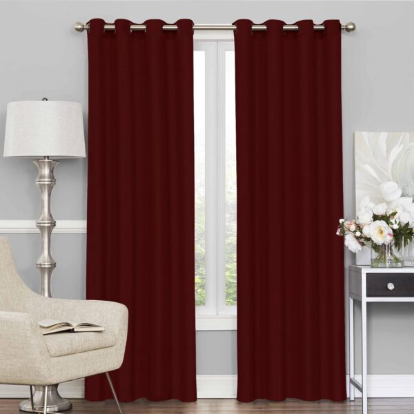 Elegant Maroon Blackout Door Curtains Set of 2 - Thermal Insulated Design - Image 2