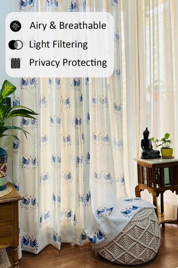 Stylish Blue Sparrows Linen Textured Sheer Curtains for Bright Spaces - Image 2