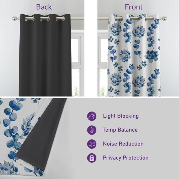 Stylish Blue & White Floral Blackout Curtains for Light Control and Privacy - Image 3