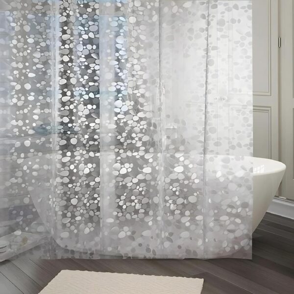 Kuber Industries Waterproof Shower Curtain: Stylish Stone Print for Your Bathroom - Image 4