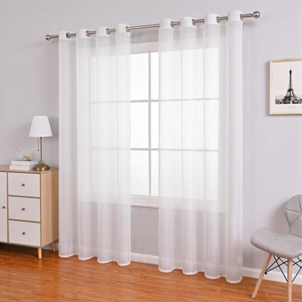 Elegant White Sheer Voile Curtains for Hotel Balconies - 140cmx260cm - Image 3