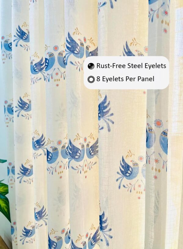 Stylish Blue Sparrows Linen Textured Sheer Curtains for Bright Spaces - Image 4