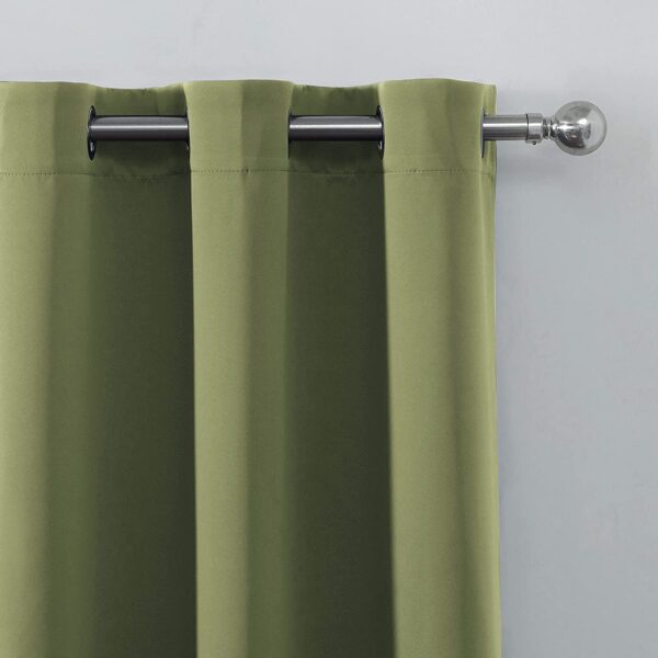 Dark Green Room Darkening Blackout Curtains - Insulated, 6 Feet Long - Image 3