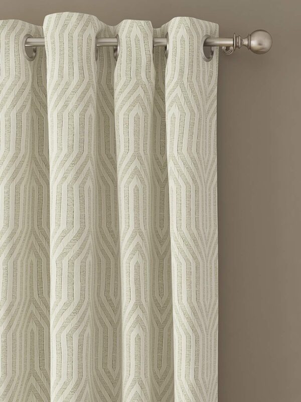 Elegant Jacquard Geometric Grommet Curtains - Set of 2, 52x84 Inch Panels - Image 2