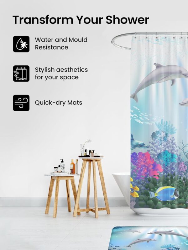 Stylish SAVYA HOME Shower Curtain & Mat Set for a Beautiful Bathroom - Image 3