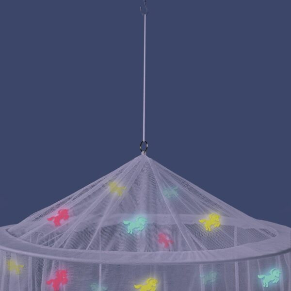 Canopy Bed for Girls with Glow-in-the-Dark Unicorns and Galaxy Lights - Image 5